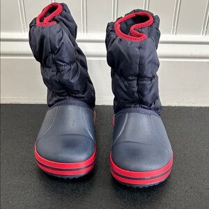 CROCS Toddler Navy and Red Winter Boots
